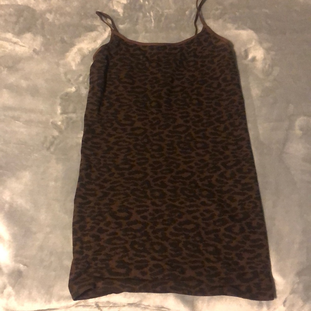 Brown leopard print tank top